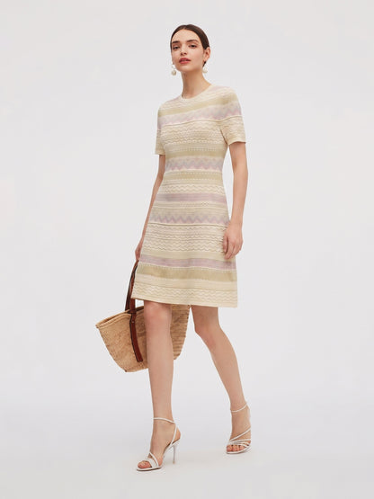 Multicolored Jacquard Women Knit Mini Dress