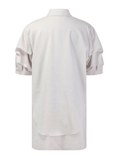 Lyocell Linen Blend Mock-Layered Women Mini Shirt Dress