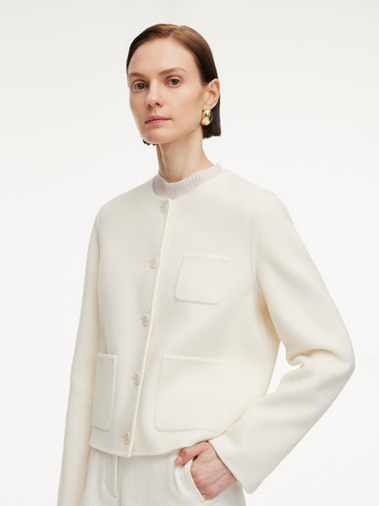 Cashmere Wool Blend Double-Faced Women Crop Jacket