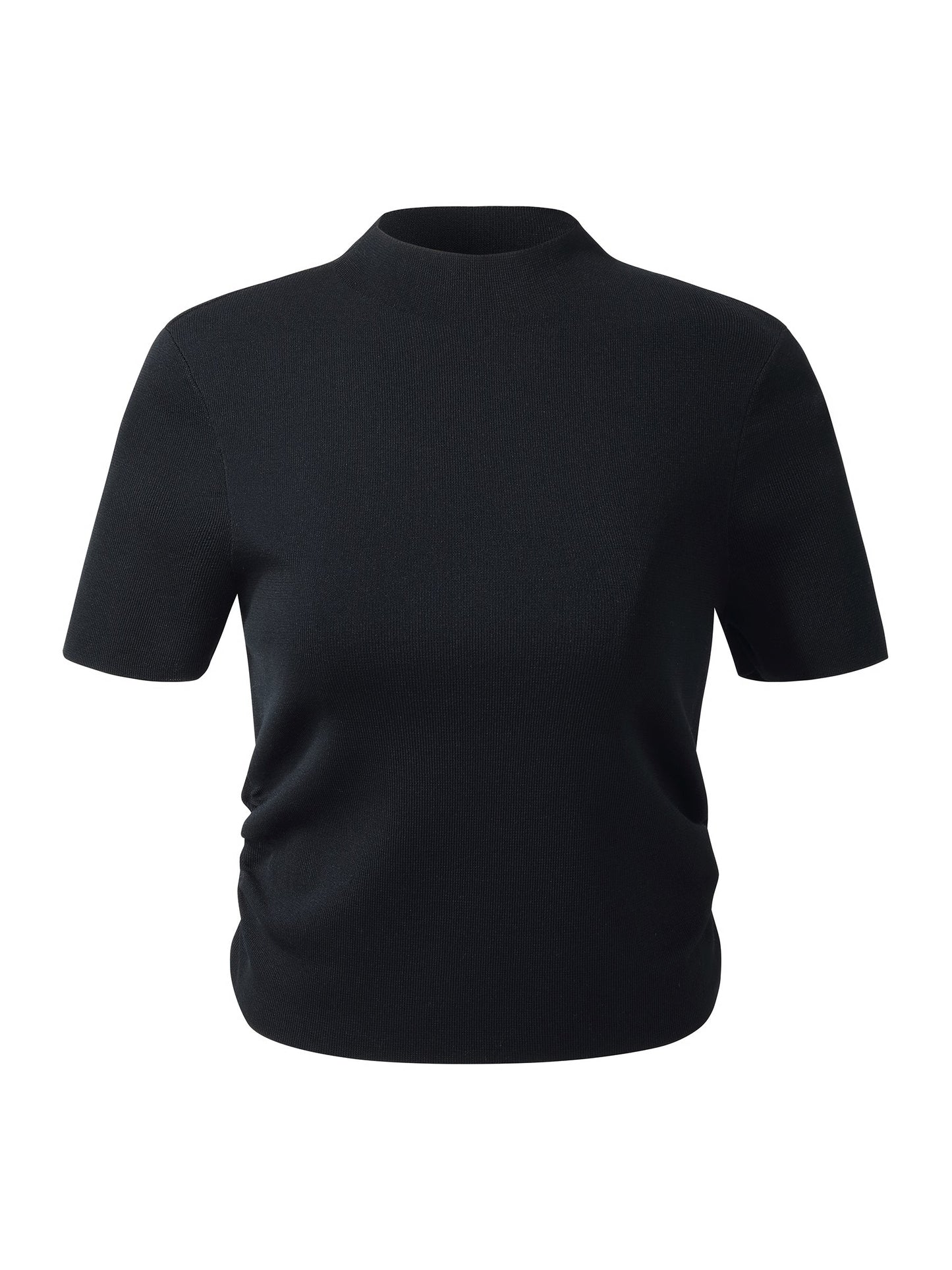 Tencel Acetate Blend Women Side Pleat Knit Top
