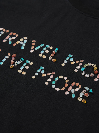 Cotton Beaded Letter Women T-Shirt