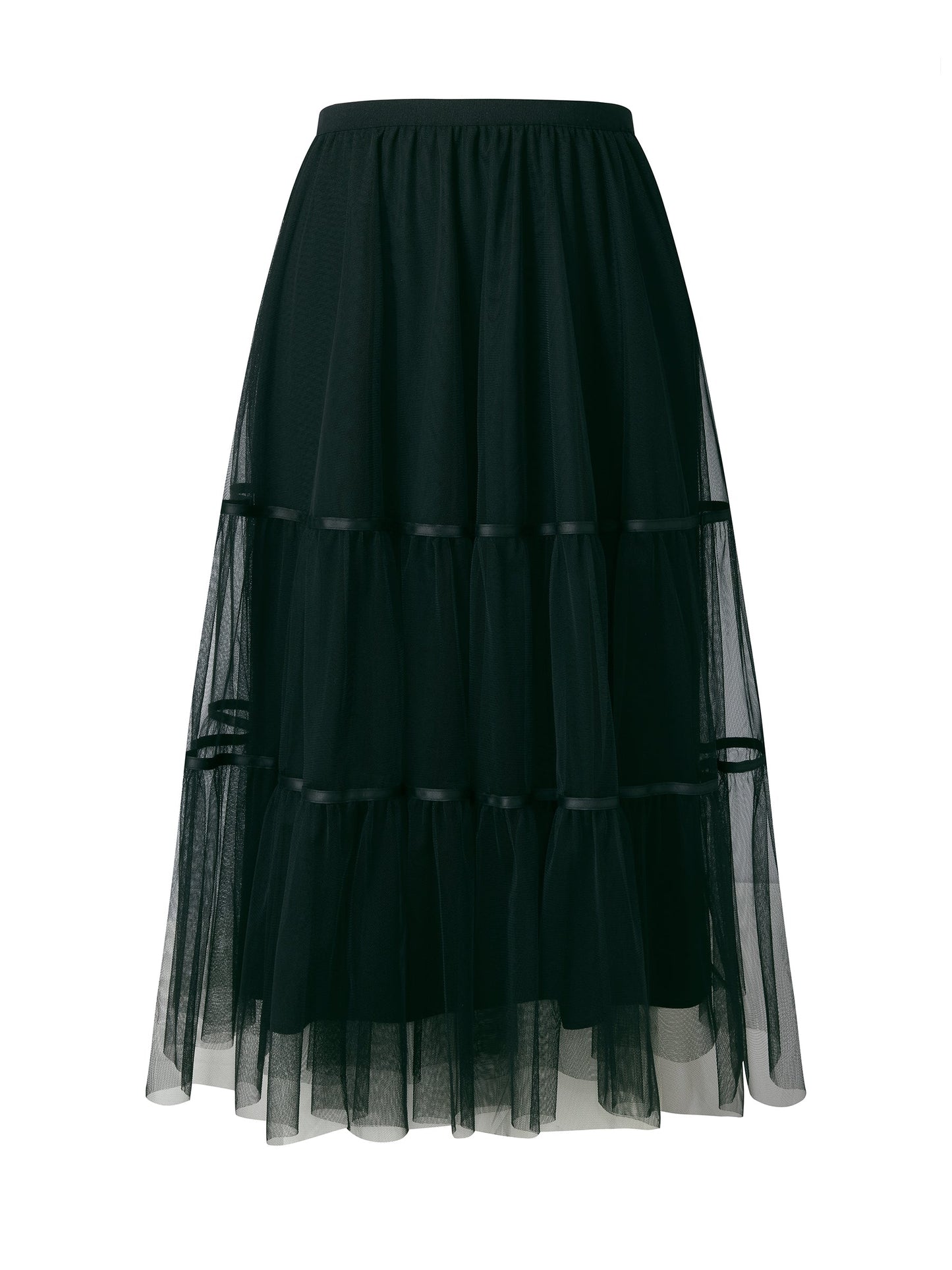 Mesh Tiered Women Elastic Waist Skirt