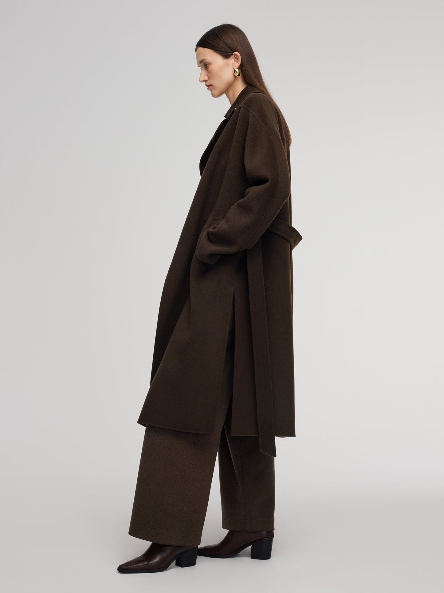 100% Wool Double-Faced Women Wrap Overcoat