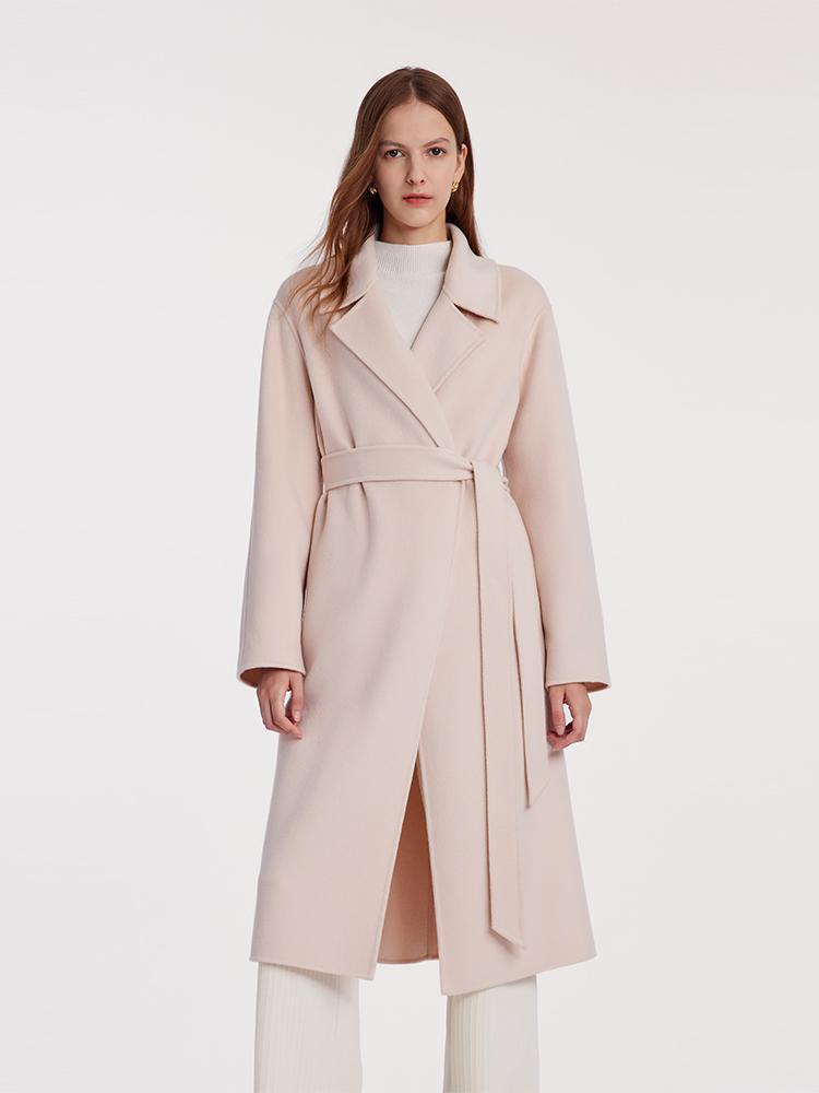 Pure Cashmere Double-Faced Women Coat With Belt