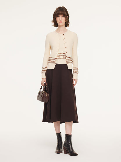 Tencel Wool Blend Cardigan And Tank Top And Skirt Three-Piece Set