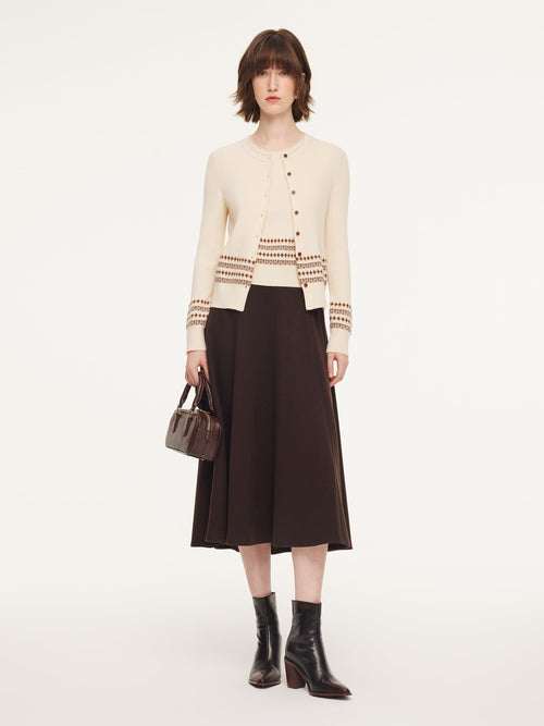 Tencel Wool Blend Cardigan And Tank Top And Skirt Three-Piece Set