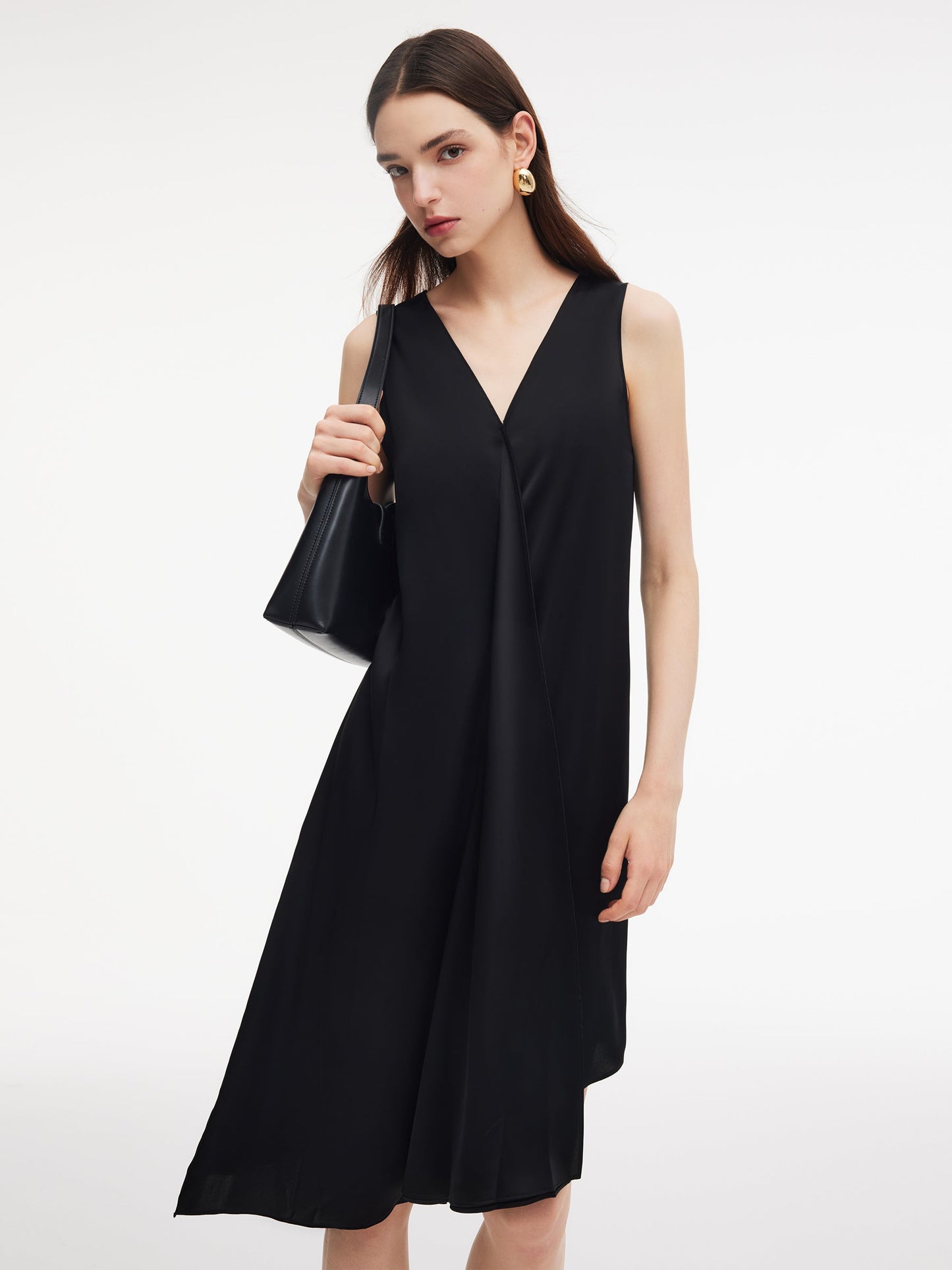 Triacetate Blend Women Sleeveless Reversible Midi Dress