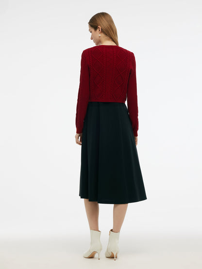 Lyocell Wool Blend Sweater And Knit Vest Dress Two-Piece Set