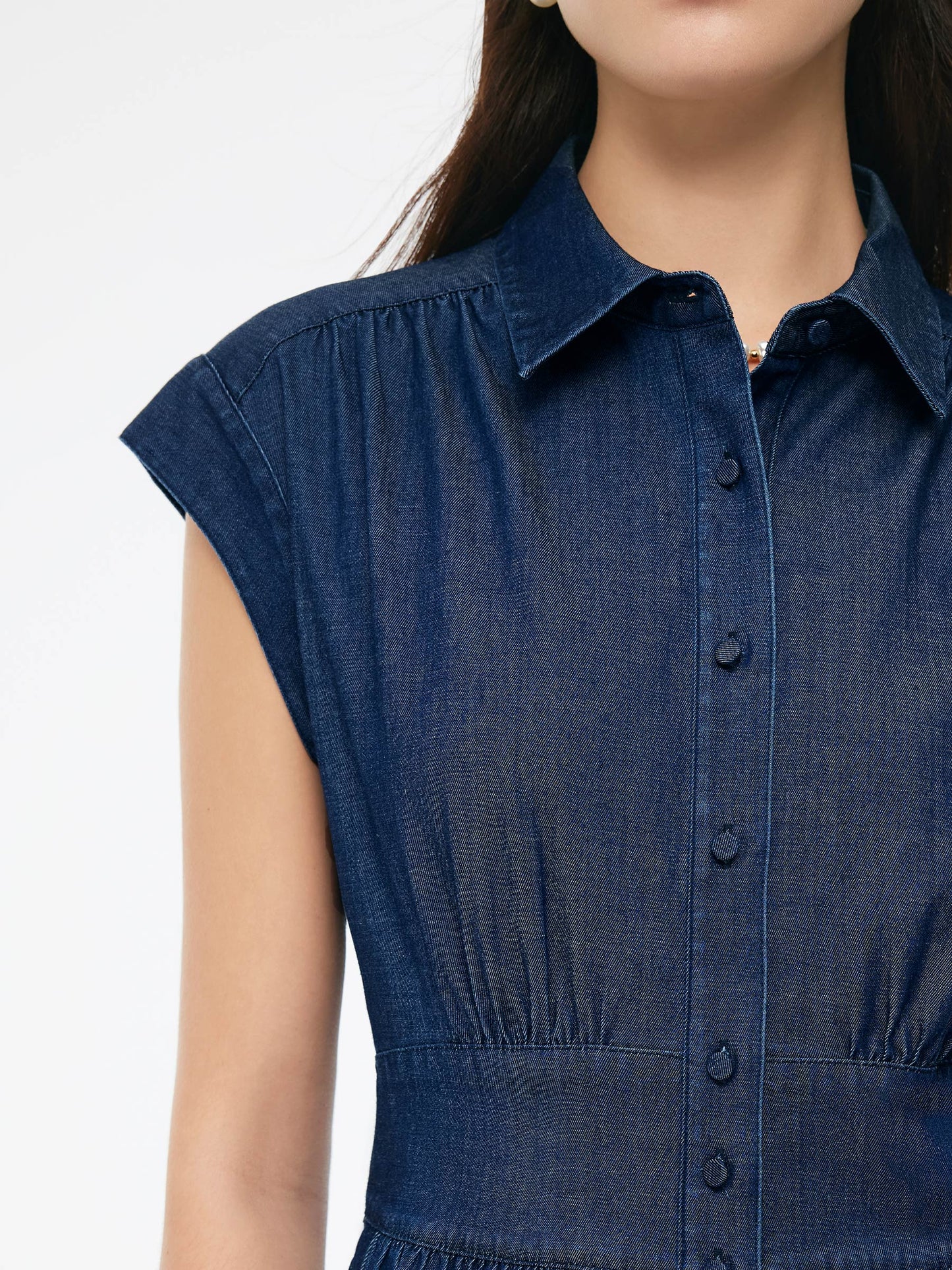 Denim Stretch Women Maxi Shirt Dress