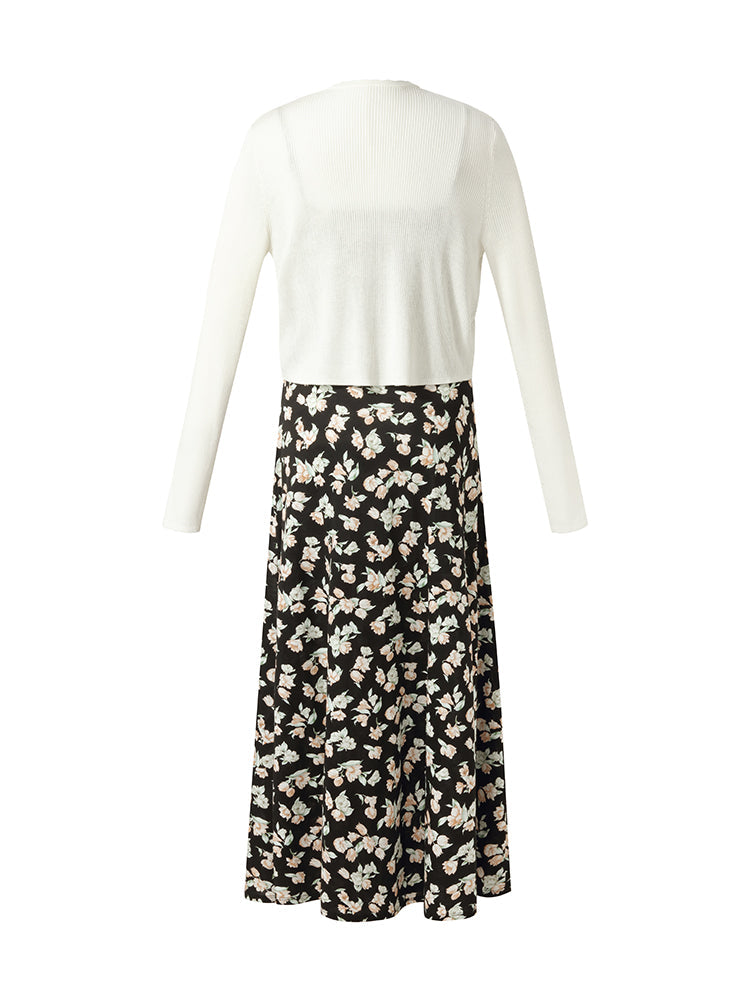 100% Cotton Strap Maxi Dress And Lyocell Cardigan Two-Piece Set