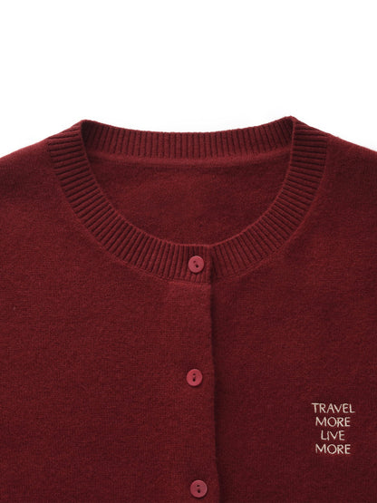 100% Wool Letter Embroidered Women Cardigan