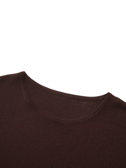 Tencel Blend Asymmetrical Hem Women Knit Top With Ribbon