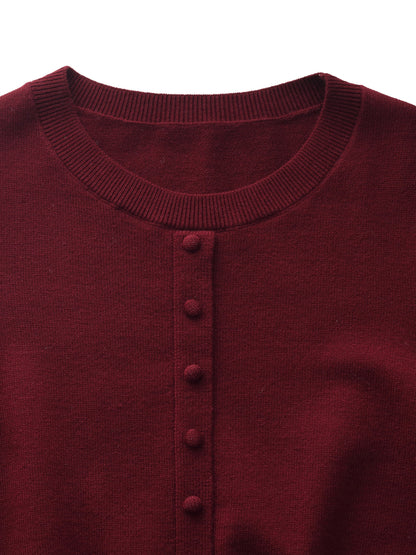 Tencel Blend Puff Long Sleeve Women Knit Top
