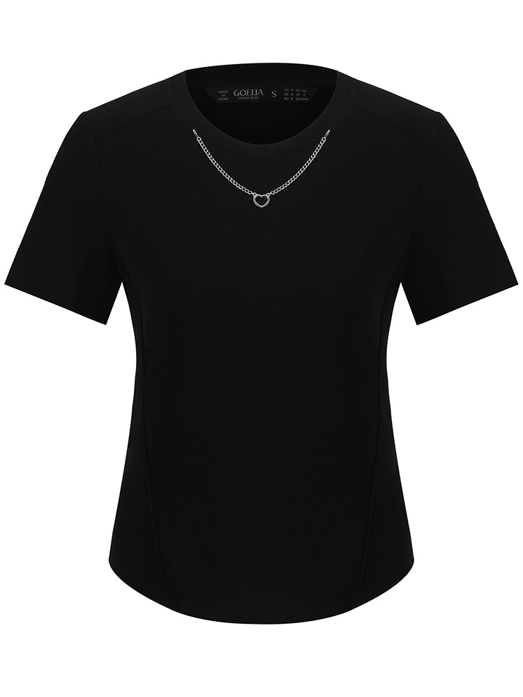 Slim Women T-shirt With Detachable Chain