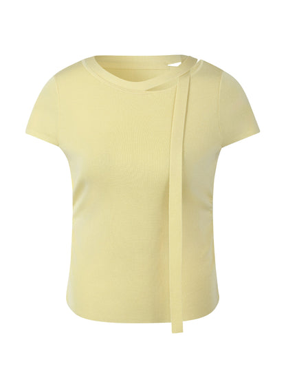 Triacetate Lyocell Blend Women Ribbon Knit Top