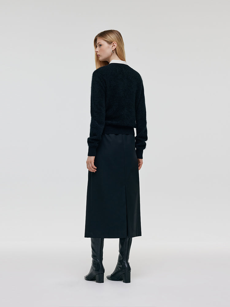 Black Brushed Cashmere Women Cardigan