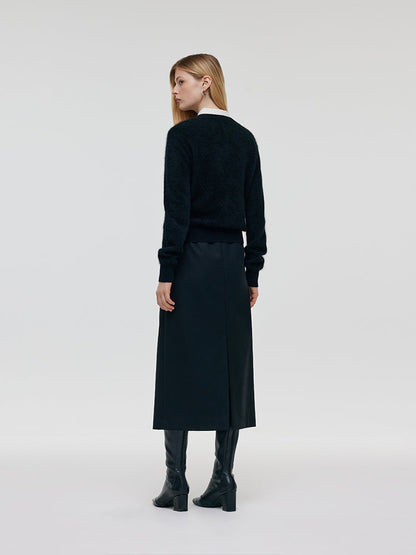 Black Brushed Cashmere Women Cardigan