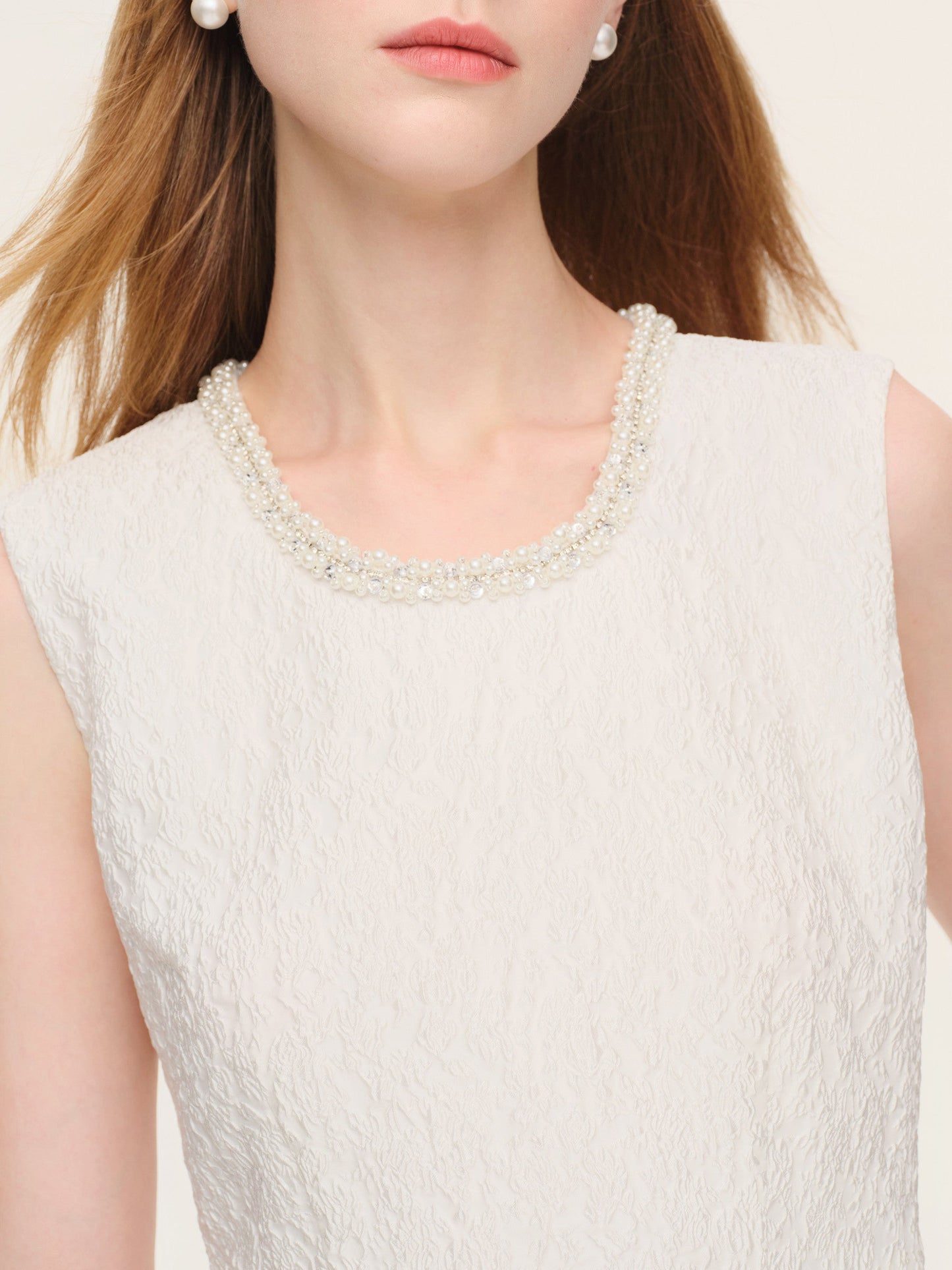 Jacquard Sleeveless Women Mini Dress