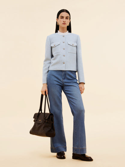 Acetate Blend Sequins Women Crop Jacket