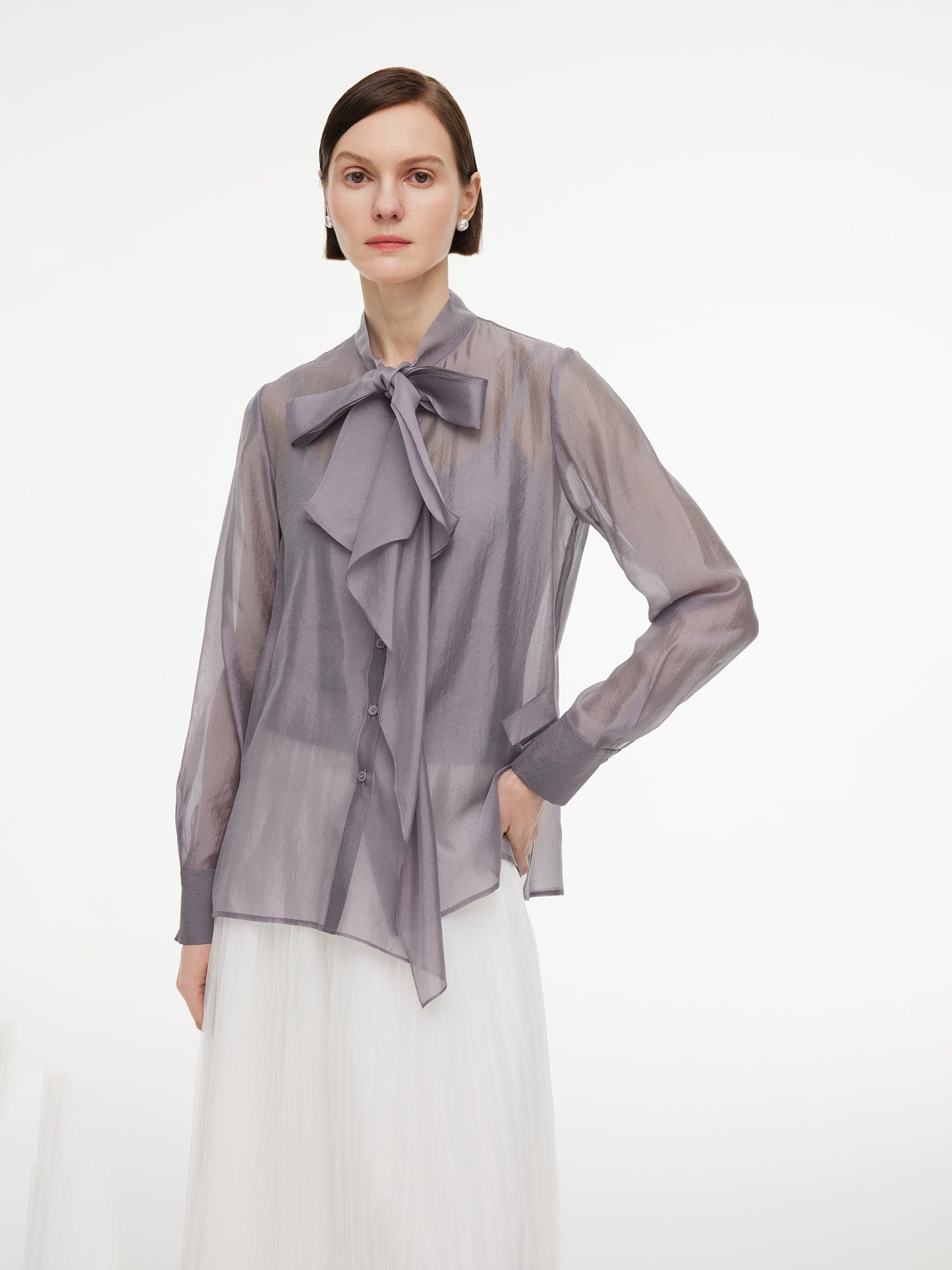 [Preview] Front Knot Women Shirt With Knit Camisole