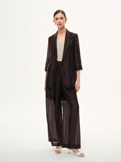 Tencel Linen Blend 3/4 Sleeve Women Blazer
