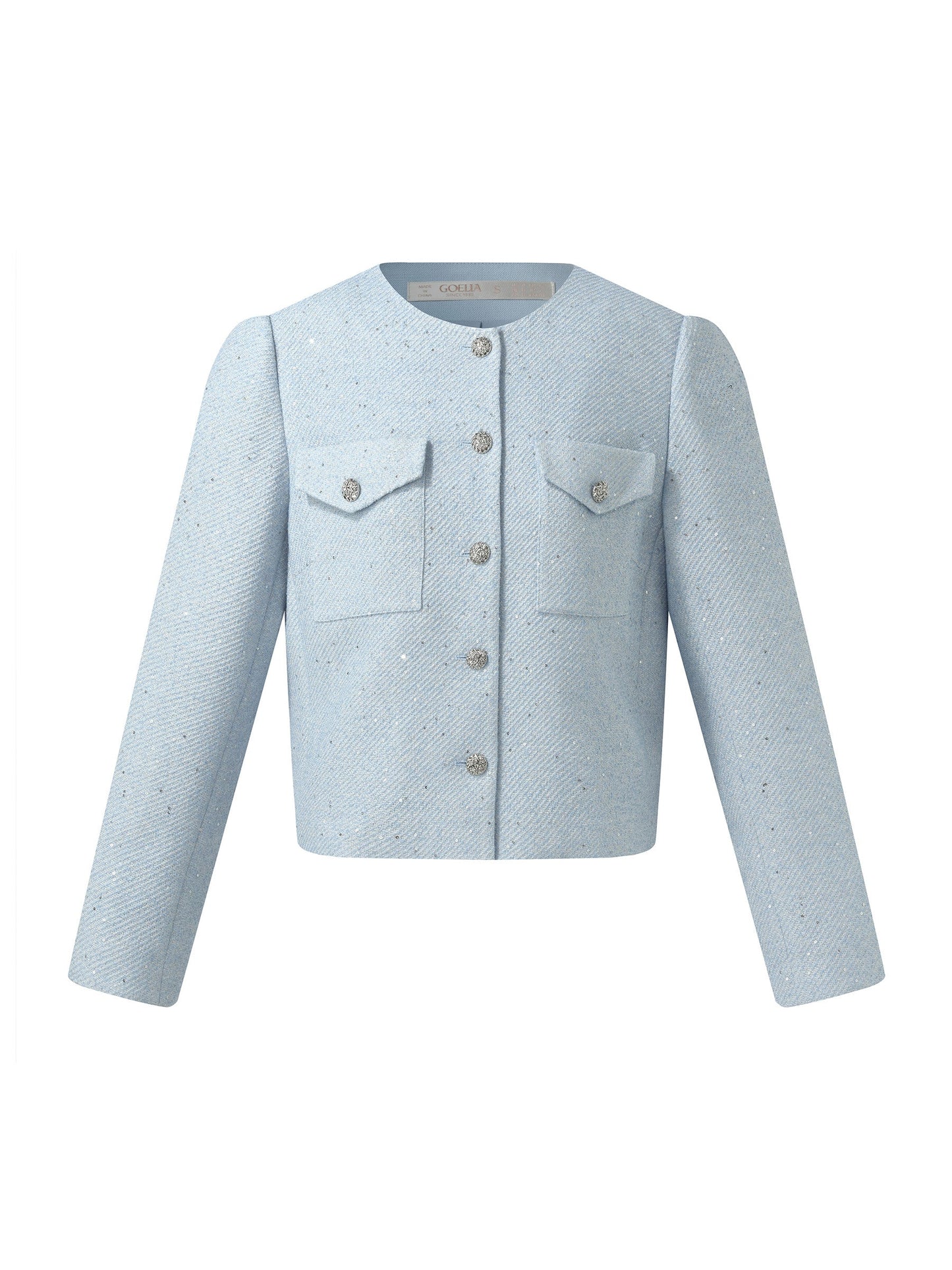 Acetate Blend Sequins Women Crop Jacket