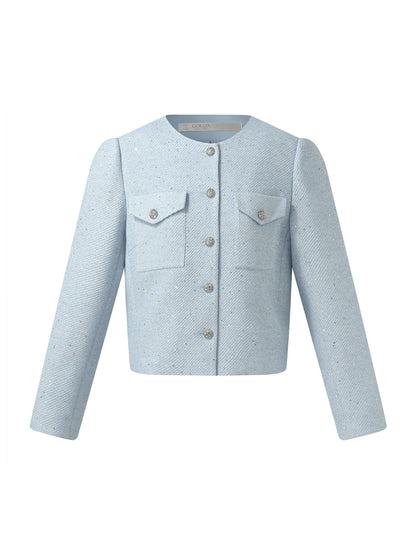 Acetate Blend Sequins Women Crop Jacket