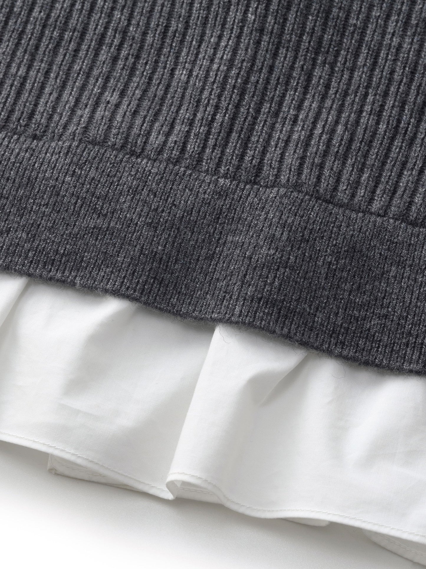 Wool Blend Faux-Layered Women Blouse