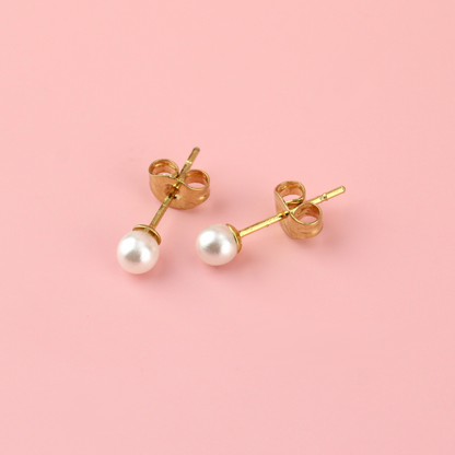 4mm Pearl Stud Earrings (Gold Plated)