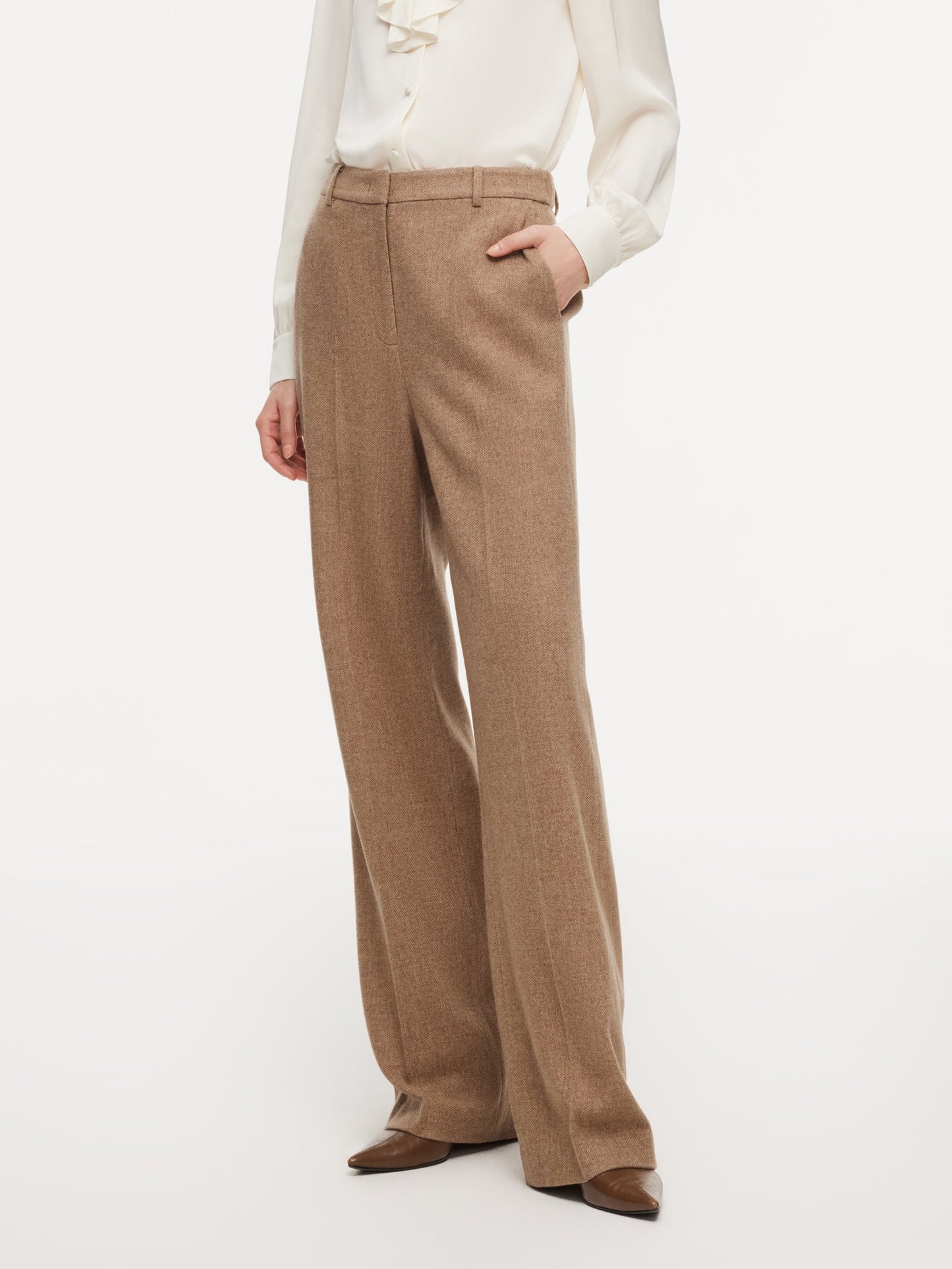 Washable Wool Cashmere Blend Straight Leg Women Pants