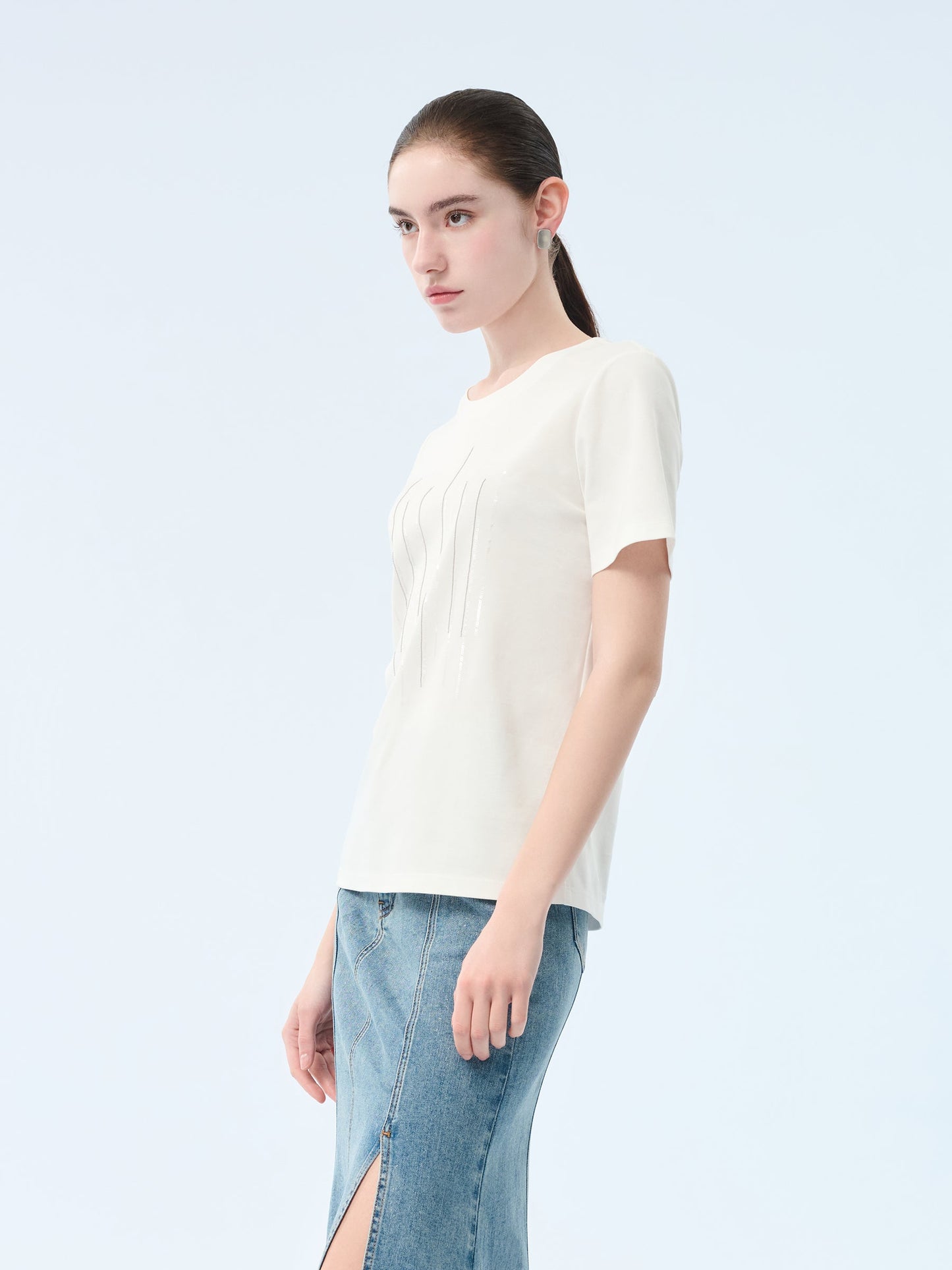 100% Cotton Round Neck Women T-Shirt