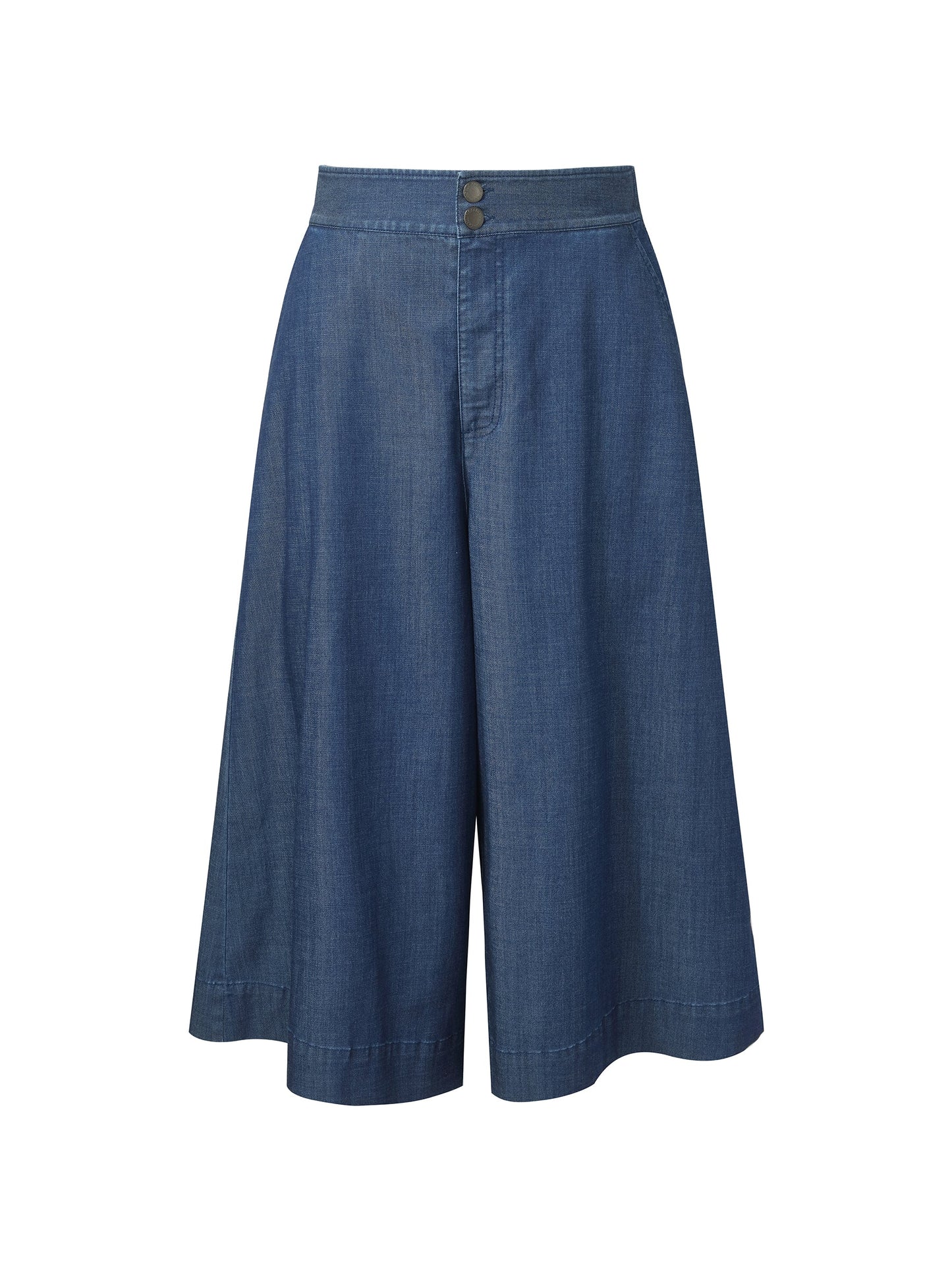 Denim High Waisted Women Wide Leg Cropped Culottes