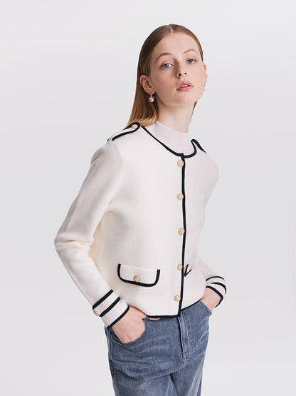 Contrast Soft Woolen Cardigan