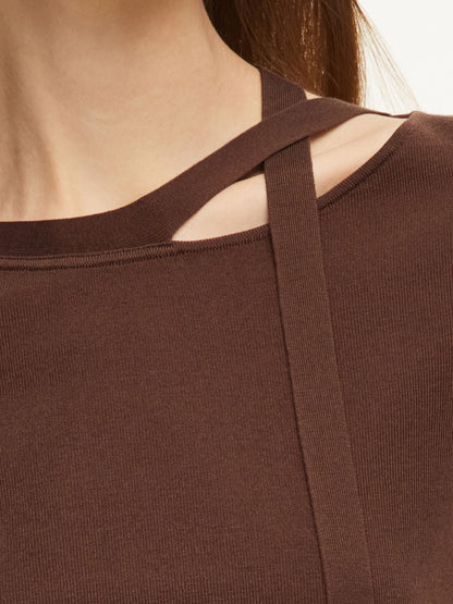 Triacetate Lyocell Blend Women Ribbon Knit Top