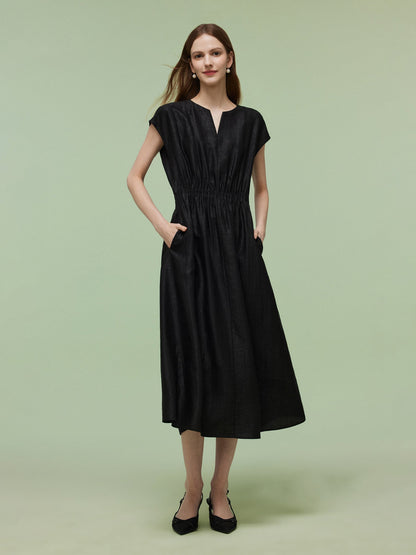 18MM Xiang Yun Silk Women Elastic Waist Maxi Dress