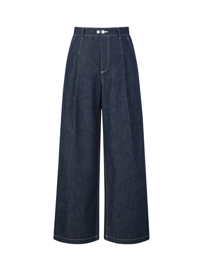 100% Cotton Denim Straight Wide Leg Women Jeans