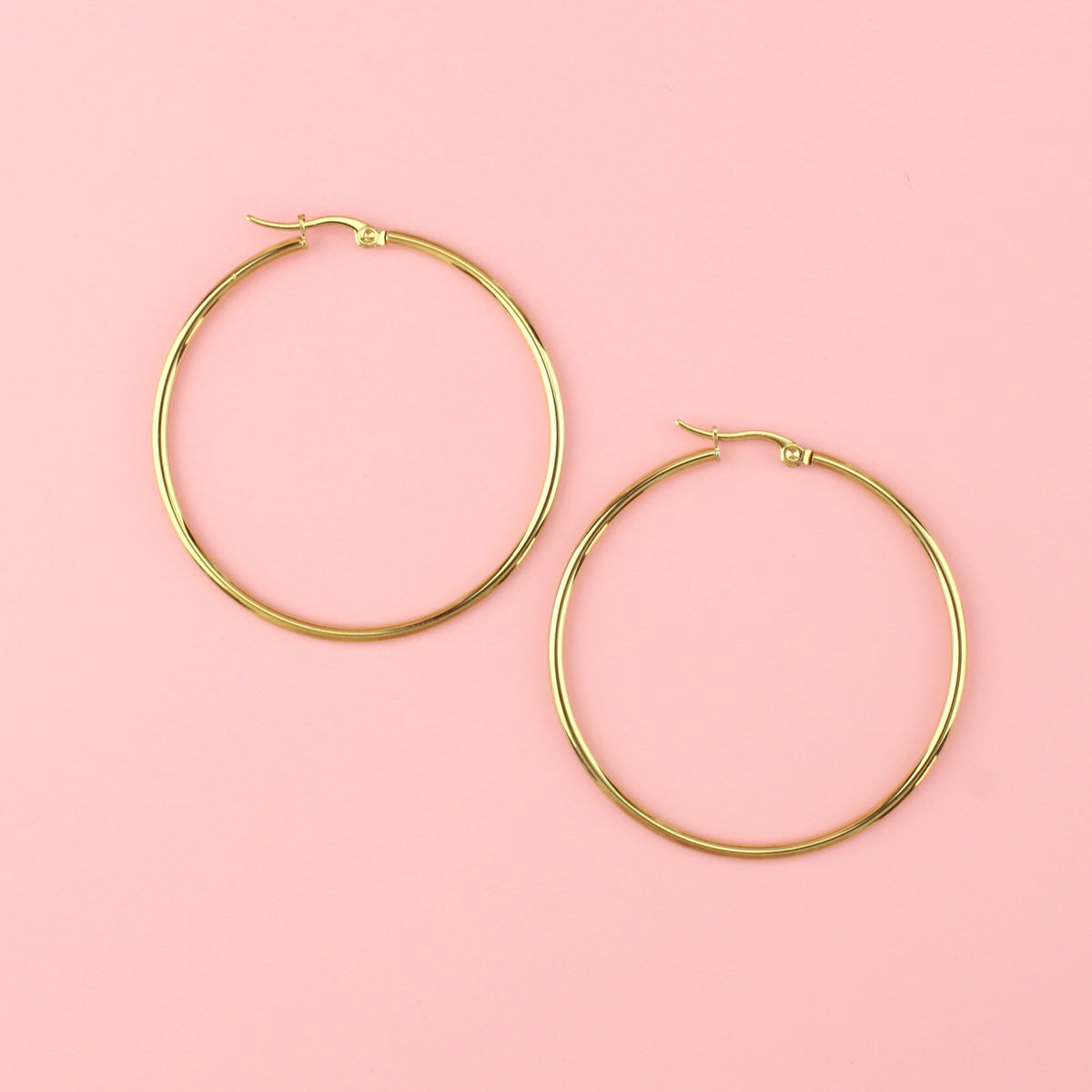 50mm Stainless Steel Hoop Earrings (Gold Plated)