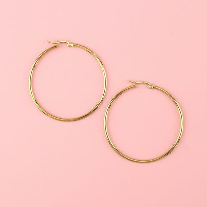50mm Stainless Steel Hoop Earrings (Gold Plated)