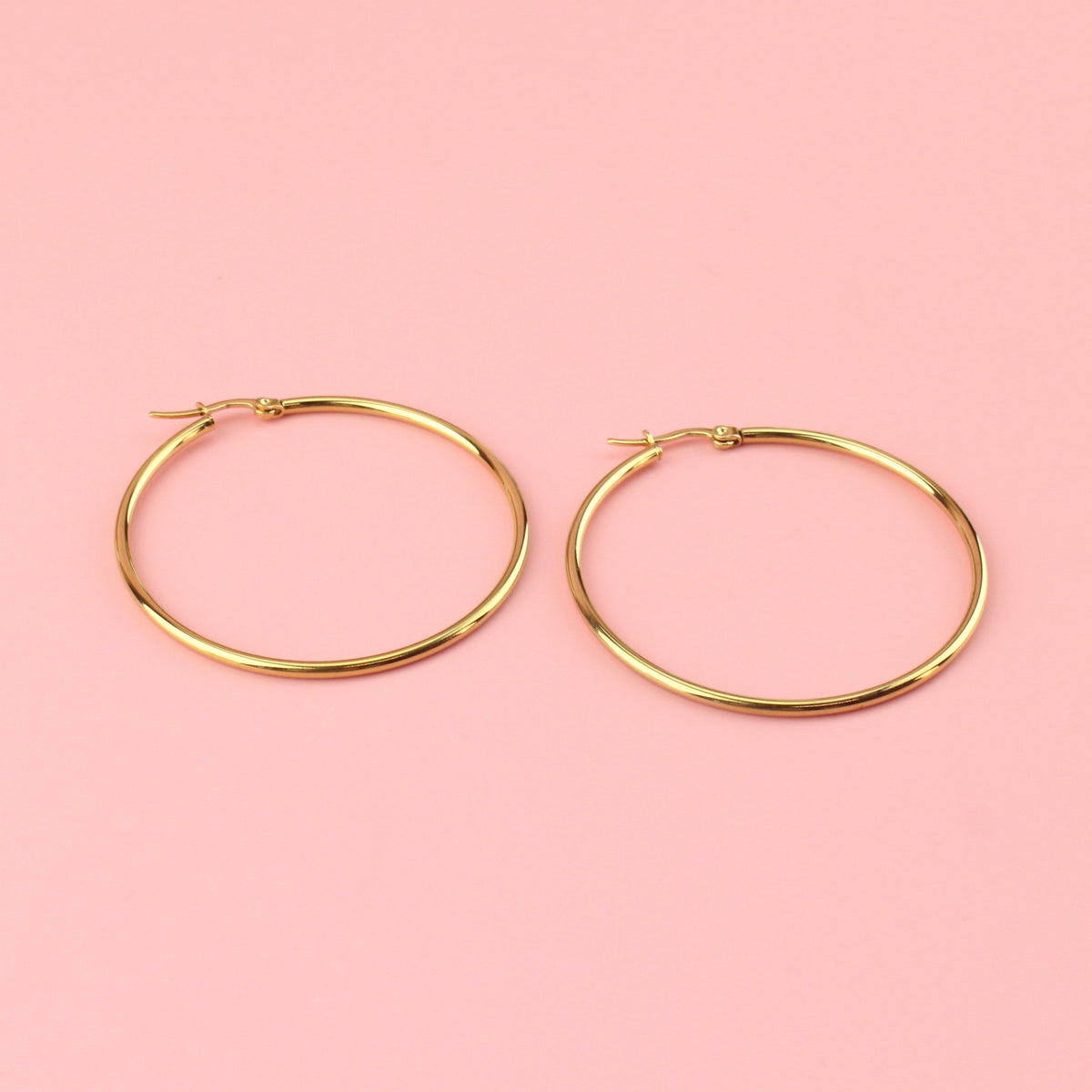 50mm Stainless Steel Hoop Earrings (Gold Plated)