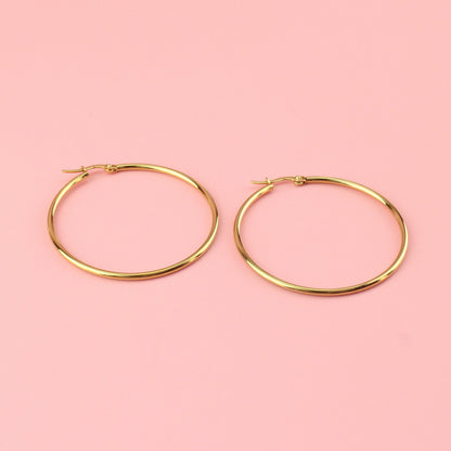50mm Stainless Steel Hoop Earrings (Gold Plated)