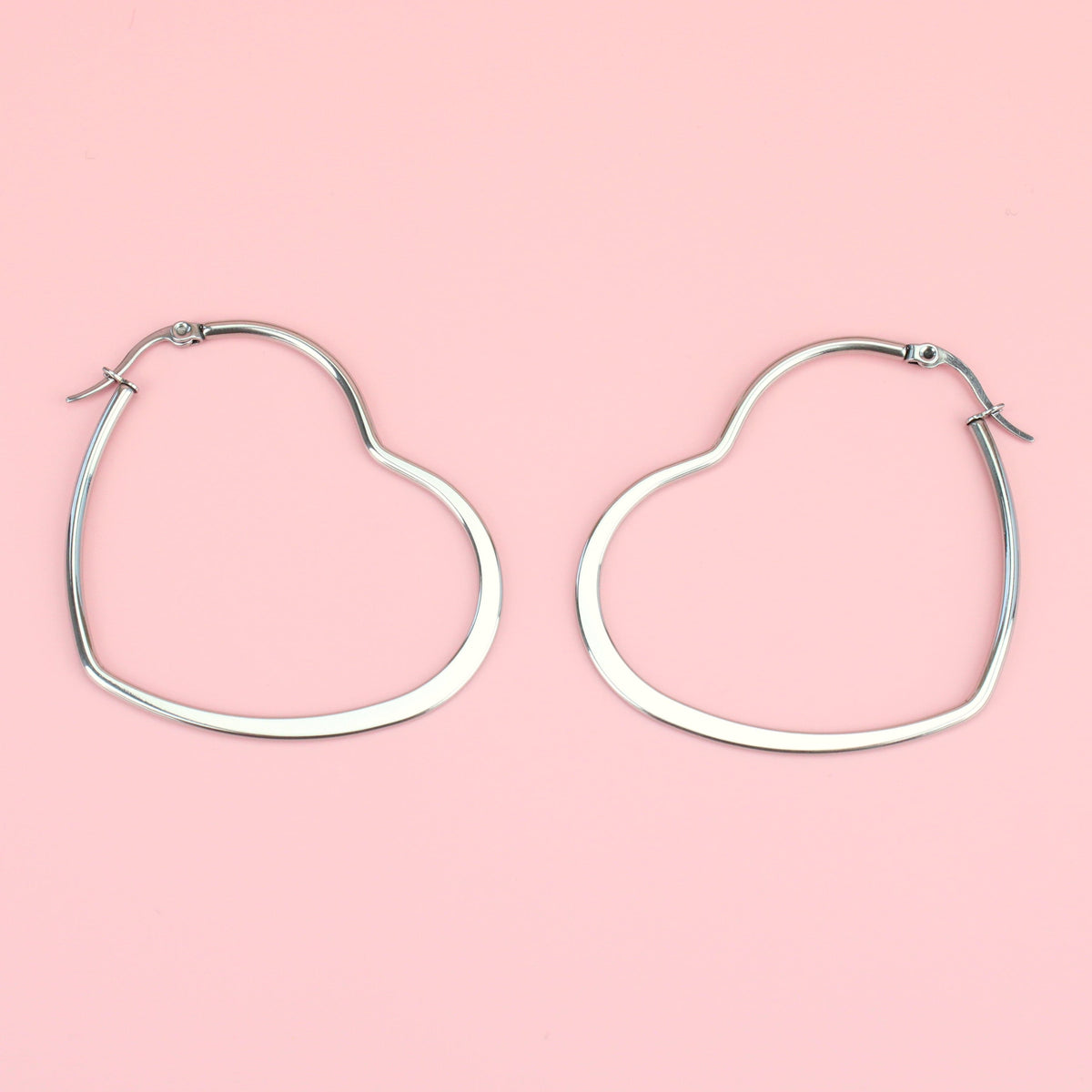 50mm Heart Hoops (Stainless Steel)