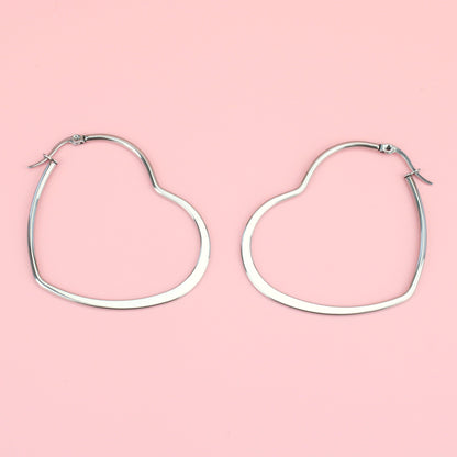 50mm Heart Hoops (Stainless Steel)