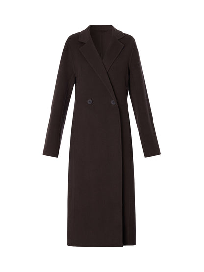 Cashmere Wool Blend Gathered Waist Women Overcoat