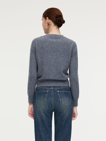 100% Wool Letter Embroidered Women Cardigan