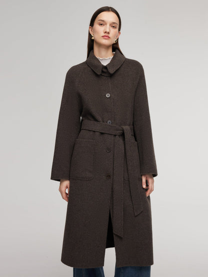 Wool Camel Hair Blend Double-Faced Women Wrap Overcoat