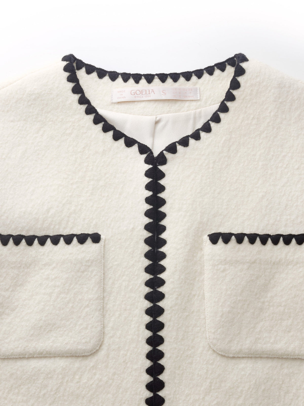 100% Wool Contrast Trim Women Crop Jacket