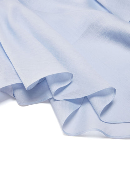 Lyocell Blend Light Blue Ruffle-Detailing Women Tank Top