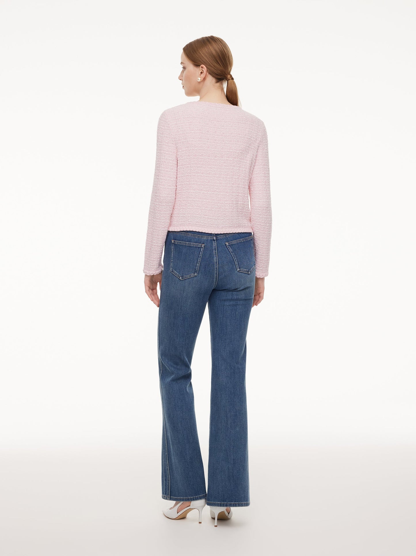 V-Neck Single-Breasted Women Textured Cardigan