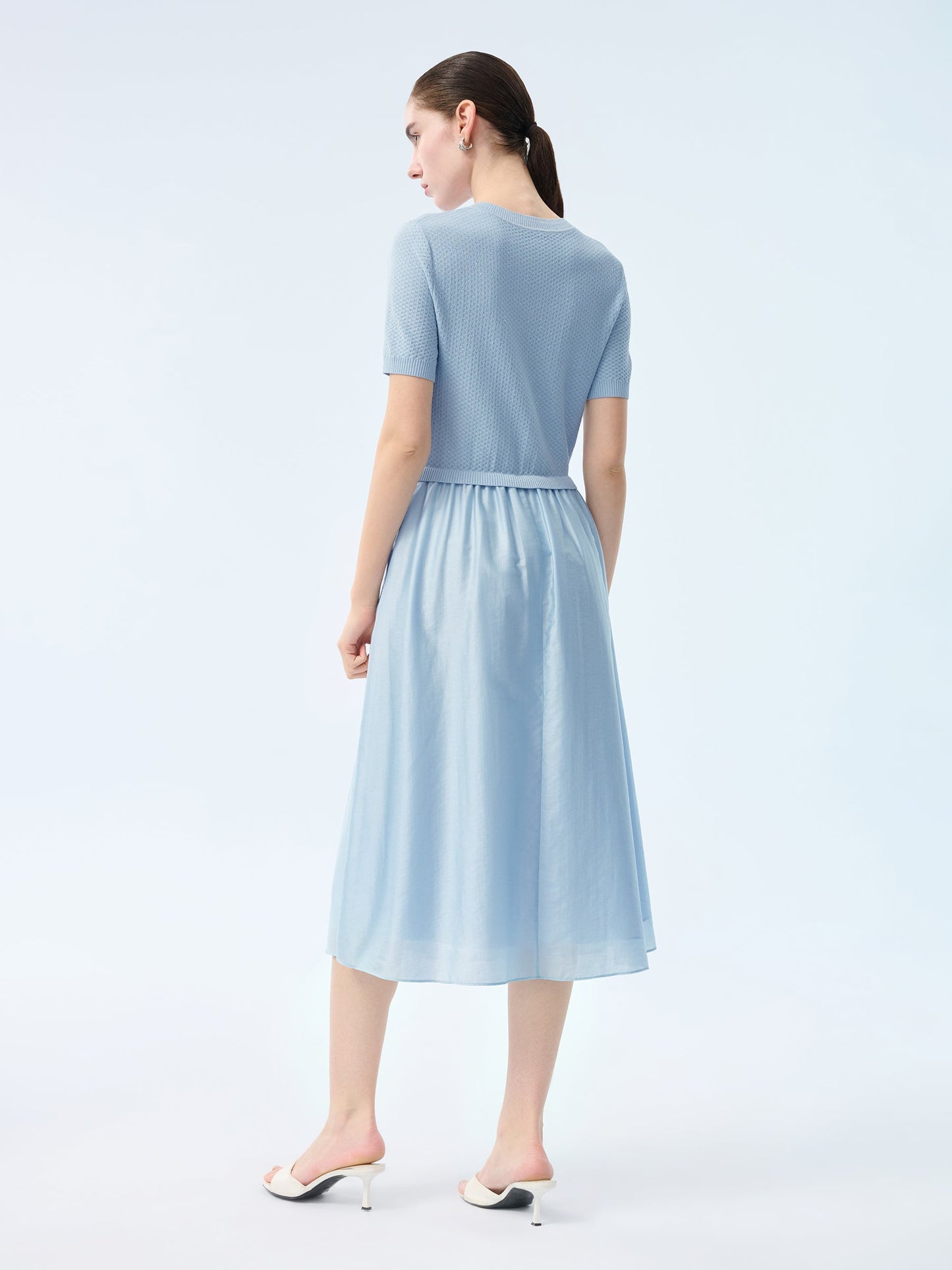 Lyocell Blend Patchwork Women Midi Dress