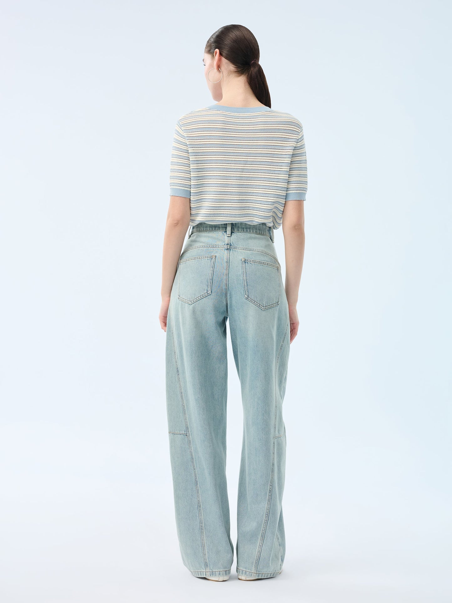 100% Cotton Denim Women Curved Jeans